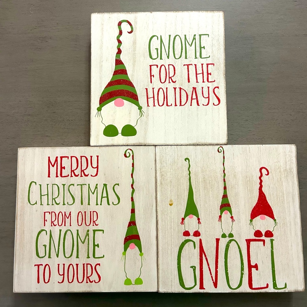 Gnome for Holidays! Set of 3 wooden holiday gnome decor